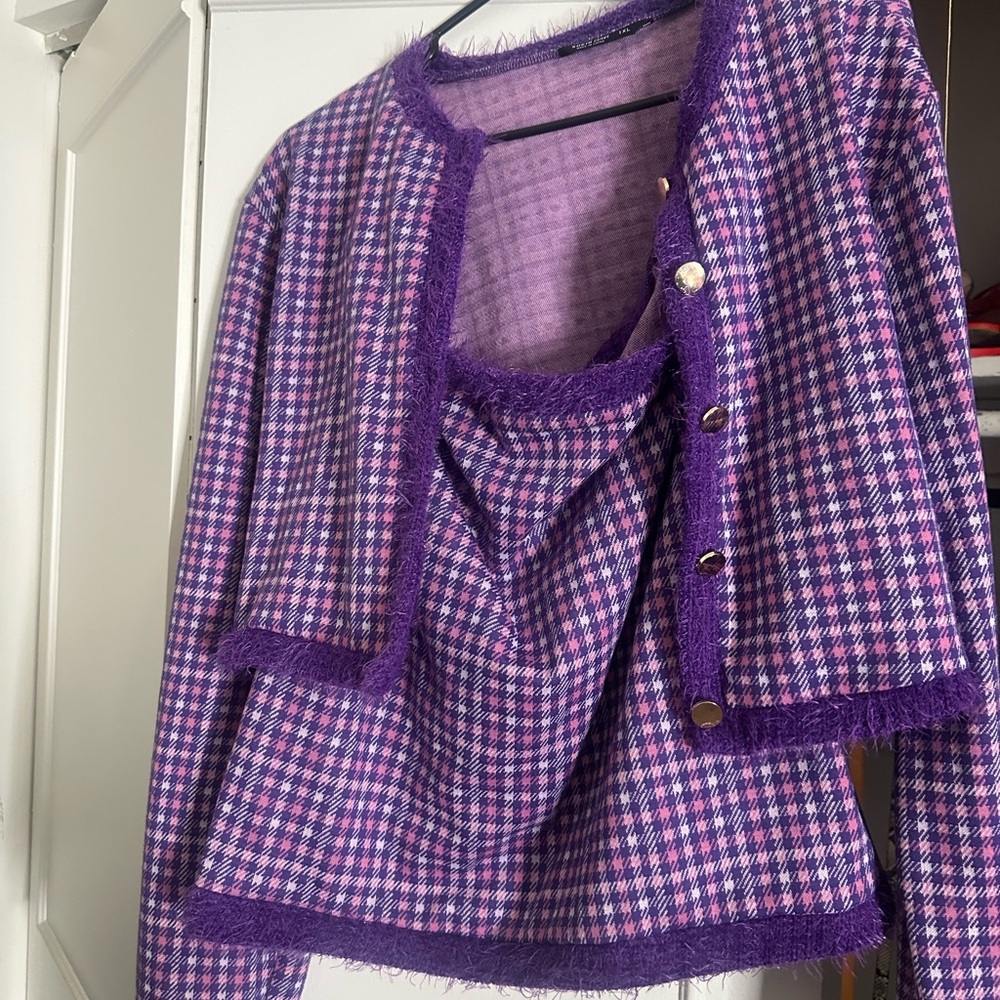 Purple Houndstooth Women's Two-Piece Set